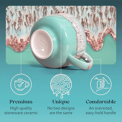NOVA CERAMICS Mint Green Coffee Mug - 16 oz Ceramic Mug - Nebula | Green Mint - Image 6