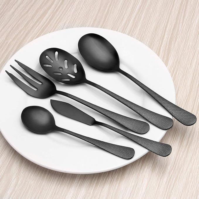 Matte Black Serving Set, sharecook 5-Piece 18/0 Stainless Steel Large Hostess - Image 5