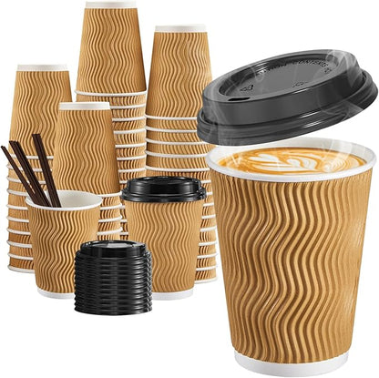 SIUQ 12 oz Coffee Cups-90 Pack Disposable Coffee Cups by SIUQ