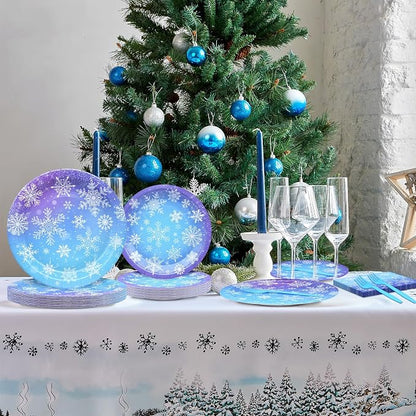 96 Pieces Snowflake Winter Party Supplies Set - Image 4