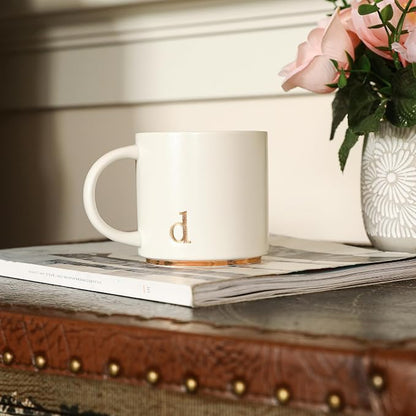 COLLECTIVE HOME Ceramic Coffee Mug, 15 oz Monogram Cup - Image 3