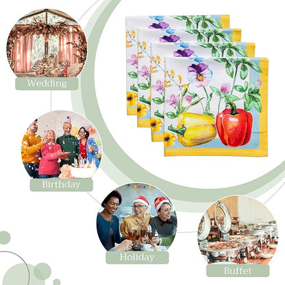 Maison d' Hermine Cloth Napkins Set of 4 100% Cotton Everyday Reusable Square Napkins Cloth Washable Dinner Party Wedding Restaurant Valentines Day Decorations Spring/Summer (Giverny, 20" x 20")