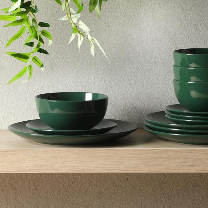 Gibson Home Simple Essential 12 Piece Plates and Bowls Porcelain Solid Color - Image 5