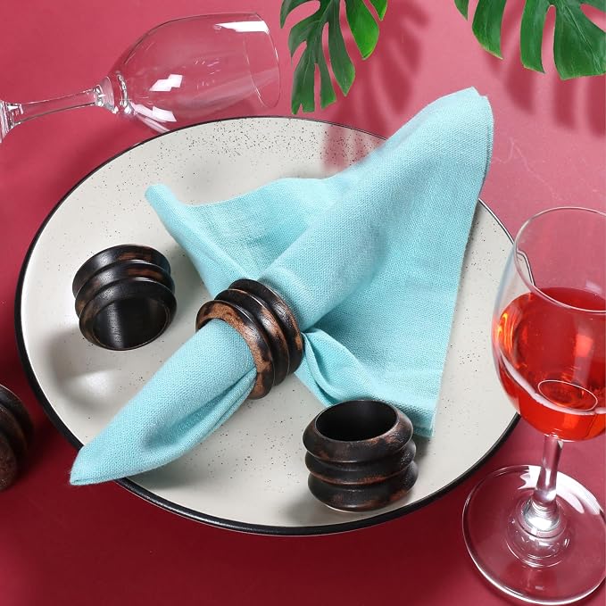 Handcrafted Wooden Napkin Rings Set of 12, Hardwood Dinner Napkin Holders - Image 3