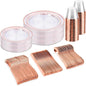 bUCLA 150PCS Clear Rose Gold Disposable Dinnerware set by BUCLA