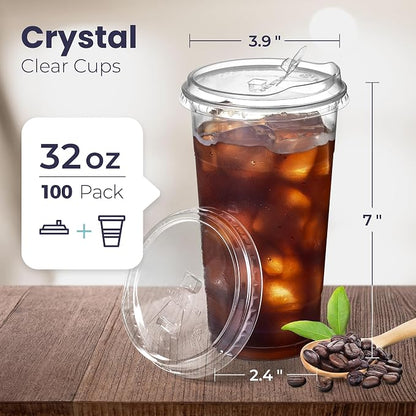 Fit Meal Prep 100 Pack 32 oz Clear Plastic Cups - Image 2