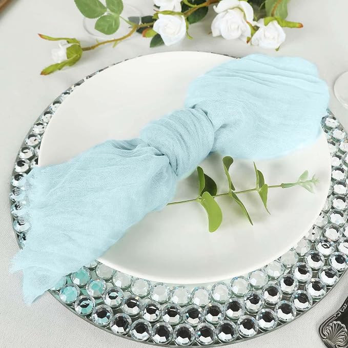 Efavormart 5 Pack 24"x19" Baby Blue Matte Gauze Cheesecloth Napkins, Serene - Image 2