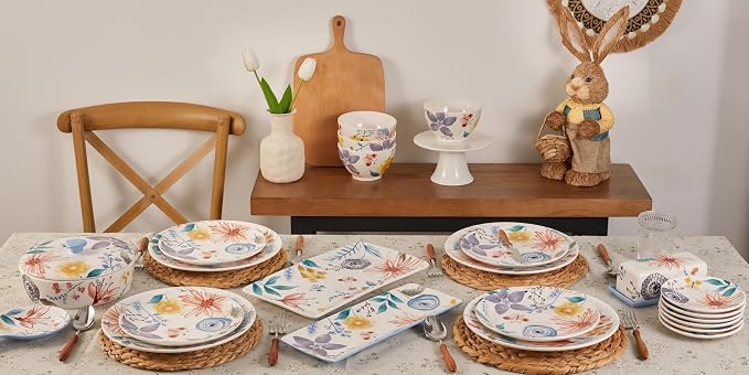 Bico Blossom Symphony Cereal Bowls Set of 4, 29 oz Deep Ceramic Soup Bowls - Image 6