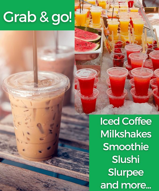 16 oz Clear Plastic Cups with Lids and Straws, Disposable Coffee Cups 25 Sets - Image 4