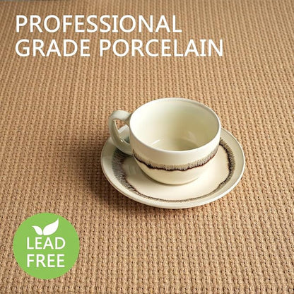 Bosmarlin Ceramic Cappuccino Cup and Saucer Set of 2, 10 Oz, Dishwasher and - Image 3