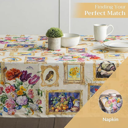 Maison d' Hermine Table Cloth Rectangle Table 100% Cotton 60 x 120 Inches Tablecloth Reusable Decorative for Dining Room Farmhouse Home Valentines Day Decorations Spring Summer - Masterpiece