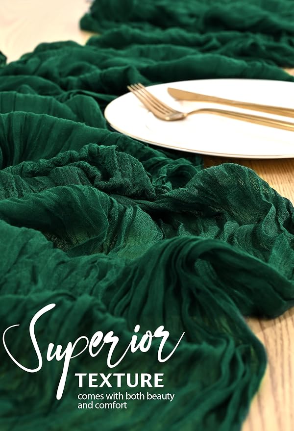 30 Pack Cheesecloth Table Runner 10FT Emerald Green Table Runner Boho Gauze - Image 4