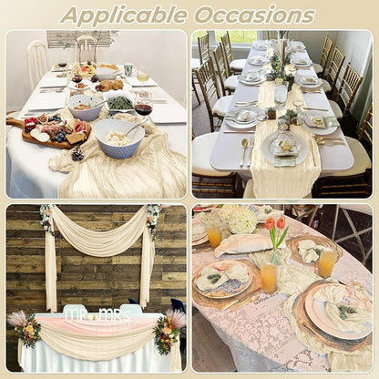 6 Pack Ivory Cheesecloth Table Runner 20 x 120 Inch Gauze Table Runner Fabric - Image 7
