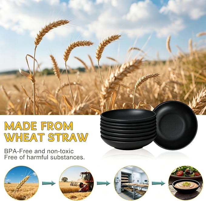 PYRMONT Unbreakable Soy Sauce Bowls Wheat Straw Dipping Bowls 2 Oz Small - Image 3