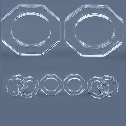 CLEENTABLE Acrylic Napkin Rings Set of 12 - Octagon Transparent Design for Christmas, Thanksgiving, Holiday Table Decor - Durable Crystal Napkin Holders for Dinner Parties & Everyday Use (Opaque)