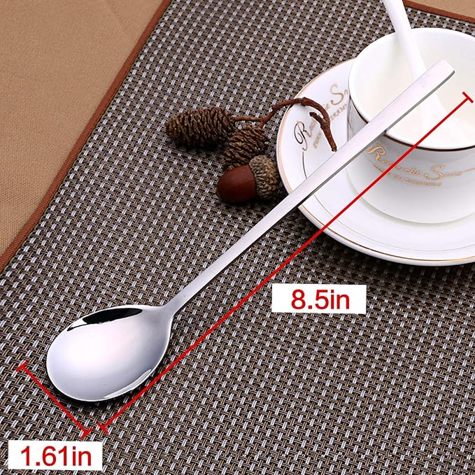 IQCWOOD Spoons, 8.5 Inch Stainless Steel Soup Spoons | Korean Soup Spoons - Image 8