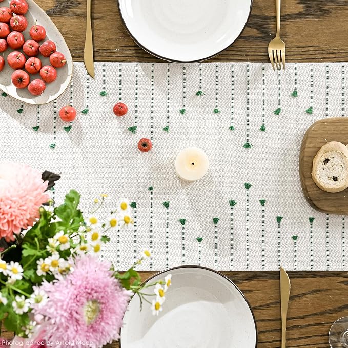 Artoid Mode Dark Green Boho Table Runner - Image 7