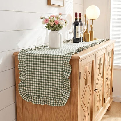 Eternal Beauty 14x72 Gingham Ruffle Table Runner - Image 8