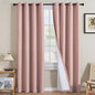 H.VERSAILTEX Linen Curtains 100% Blackout Curtains for Bedroom 102 inch Long Full Light Blocking Nature Linen Blended Window Curtains for Living Room Nickel Grommet (2 Panels, Heathered Baby Pink)
