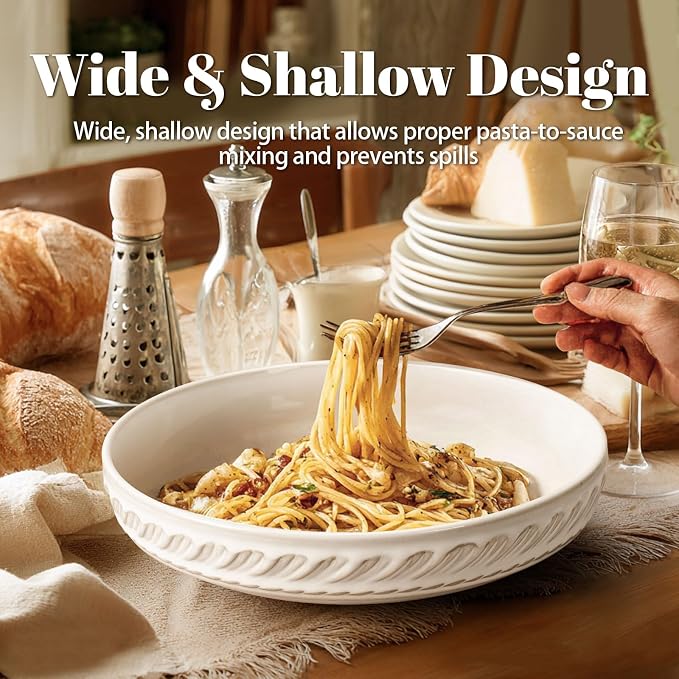 Pasta Bowls, 50oz Large Salad Serving Bowls, 9.75'' Plates Bowls Set of 4 - Image 6