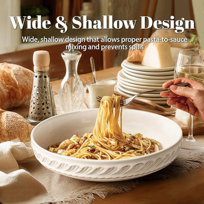 Pasta Bowls, 50oz Large Salad Serving Bowls, 9.75'' Plates Bowls Set of 4 - Image 6