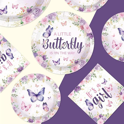 250 Pcs Butterfly Baby Shower Decorations, Serves 50 | A Little Butterfly is on - Image 2