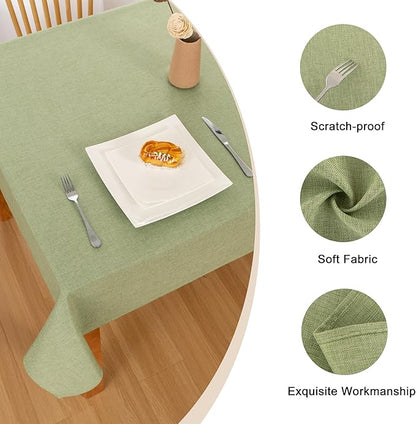 Hiasan Faux Linen Square Tablecloth - Wrinkle and Stain Resistant Washable Table Cloth for Kitchen Dining Room Holiday Table Cover for Dinner, Green, 54 x 54 Inch