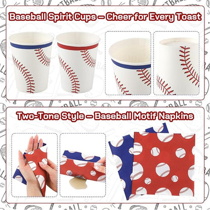Kochorie 96 Pieces Baseball Party Supplies, Baseball Birthday Themed Decorations - Image 4