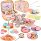 Tea Party Set for Girl, Tea Time Toys Including Tea Set Dessert Carrying Case by Viwulute