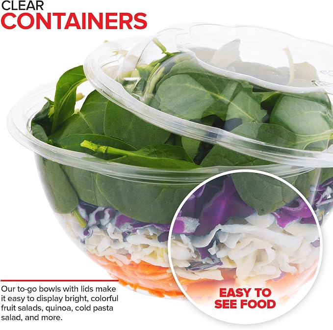 Stock Your Home 32oz Clear Plastic Salad Bowls - Image 5