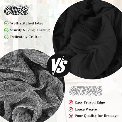 2 Pack Cheesecloth Table Runner, 120 Inch Black Table Runner - Image 6