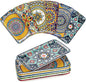 HENXFEN LEAD Boho Ceramic Dinner Plates 10 Inch – Large Rectangular Serving Plates Set of 6 for Salad, Sushi & Main Dishes, Microwave & Dishwasher Safe