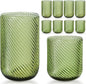 Set of 8 Ribbed Glassware, 4 Highball Glasses 14oz & 4 Rocks Drinking Glasses by WeirdUncle