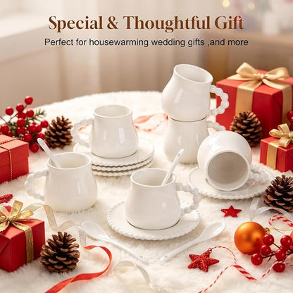 8 Ounce Cappuccino Cups Set of 6, Ceramic Coffee Cups - Image 8