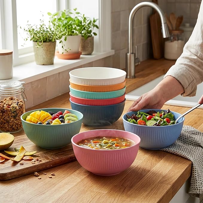 8PCS Cereal Bowl, Unbreakable 24 OZ Wheat Straw Cereal Bowls, Kitchen Bowls - Image 8
