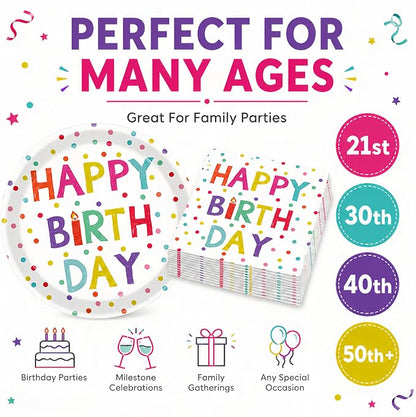 40 Pcs Happy Birthday Plates And Napkins, Party Supplies, Serves 20 | - Image 5