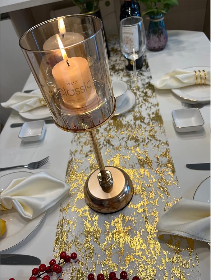 Glitter Metallic Gold Table Runner 11x108 Inch, Mesh Thin Sparkle Table Runner - Image 4