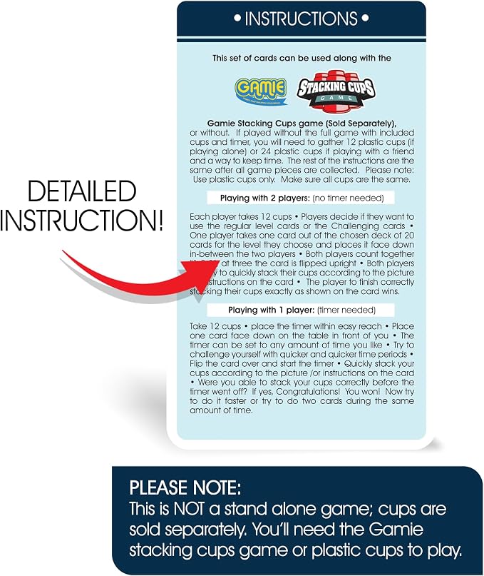 Gamie Challenge Cards for Stacking Cups Game - Image 6