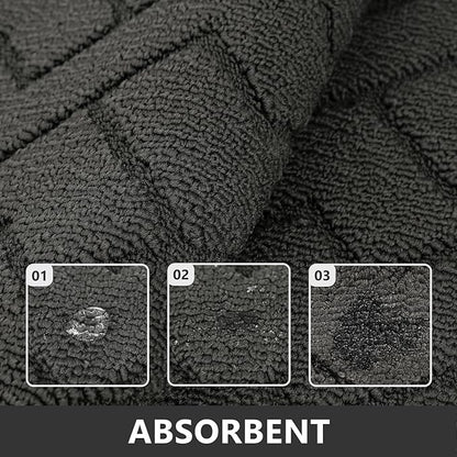 hicorfe Kitchen Rugs and Mats Sets,2 Pieces Super Absorbent Polypropylene Non-Slip Rug,Soft Comfort Floor Mat,Machine Wash for Kitchen,Hallway,Office,Sink,Laundry(20" x 32"+20" x 48",Charcoal)