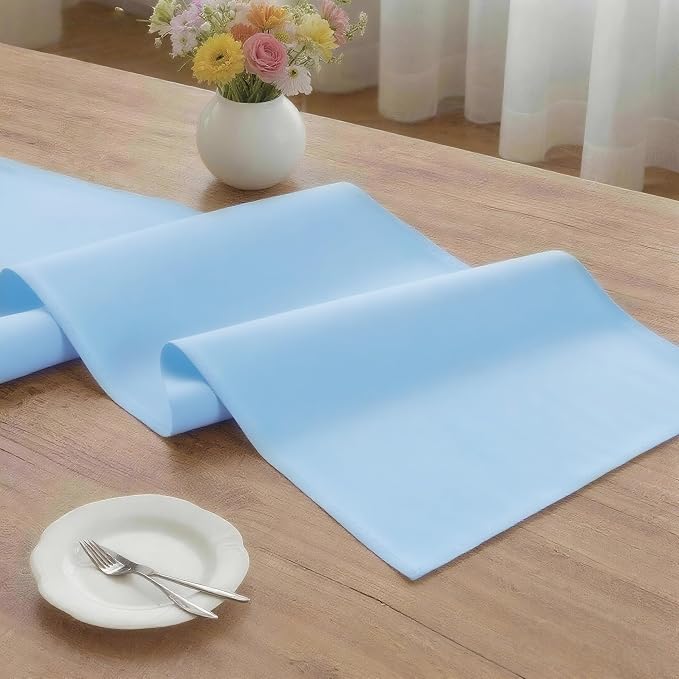 MEANMOY Baby Blue Table Runner 108 Inches Long Waterproof Table Runners | - Image 3