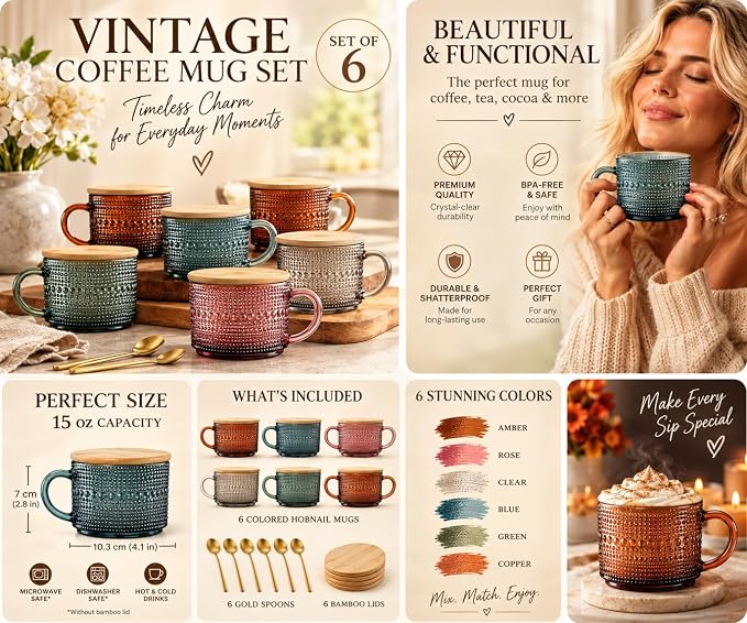 Khen Colors Glass Coffee Mugs Set - Image 2