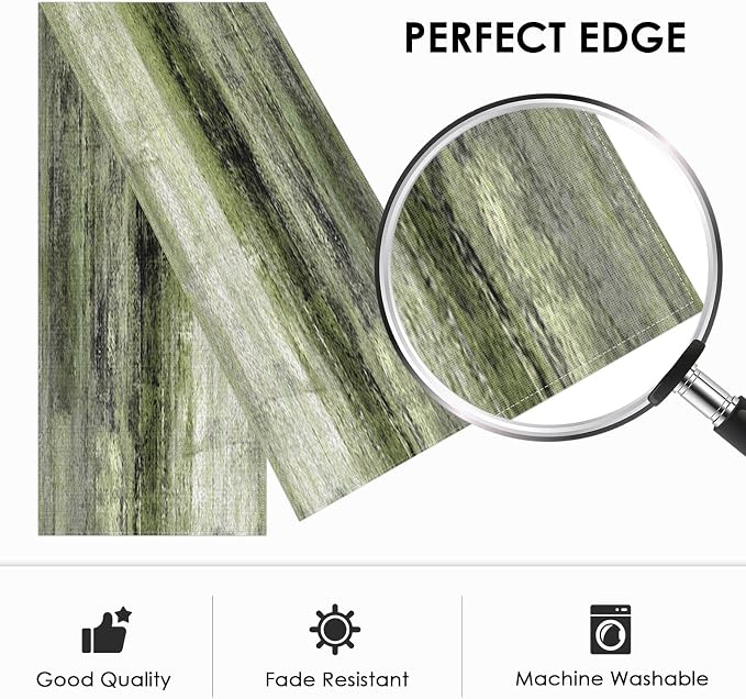 Emvency Table Runner, 13x90 Inch, Olive Green and Grey | Abstract Farmhouse - Image 3