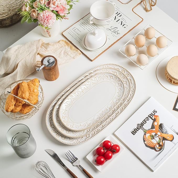 Serving Platters Set, Embossed Serving Trays - Image 3