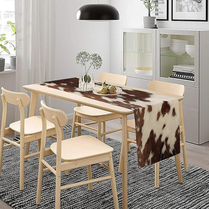 Cow Print Table Runner, Rustic Country Farmhouse Animal Fur Skin Western Farm - Image 3
