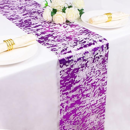 Snowkingdom Purple Table Runner, Sequin Glitter Foil Metallic Thin Mesh Runners - Image 5