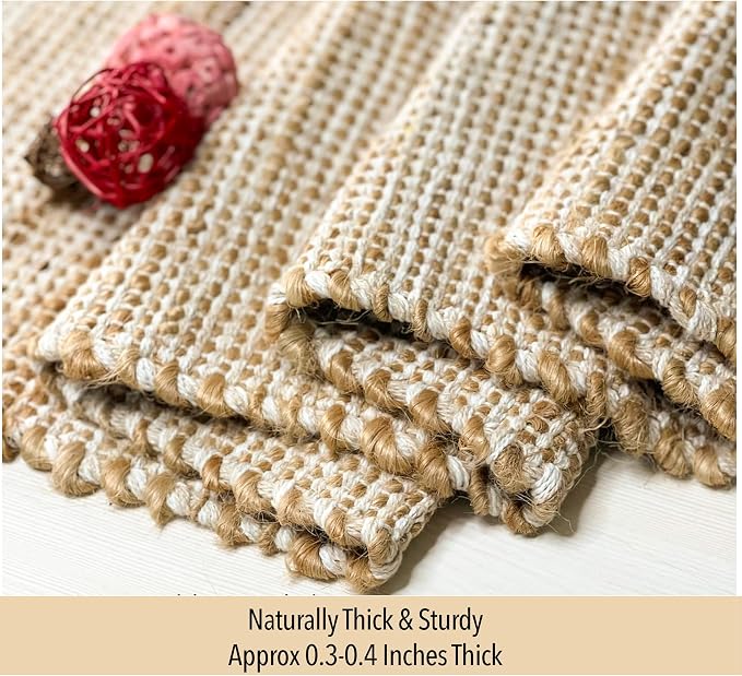 Natural Jute and Ivory Placemats, 13x19 Inch Dining Table Placemats - Image 5