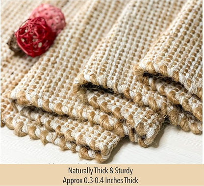 Natural Jute and Ivory Placemats, 13x19 Inch Dining Table Placemats - Image 5
