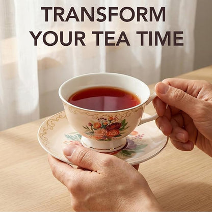 BTaT- Floral Tea Cups and Saucers, 8 oz, Fine Porcelain Teacup Set - Image 5
