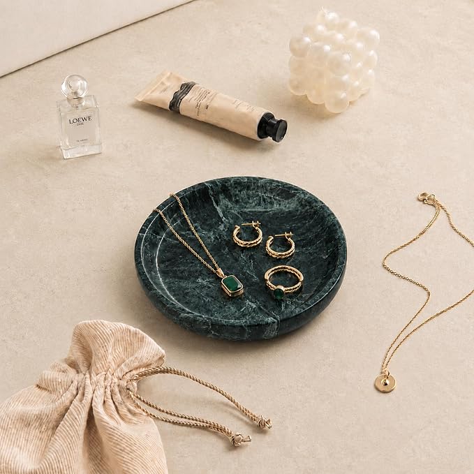 Small Natural Marble Jewelry Tray Key Plate Holder Dish Trinket Decor Catch All - Image 4
