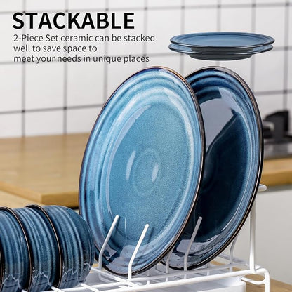 HASENSE Ceramic Dinner Plates Set of 2, 10 Inch Large Porcelain Pasta and Salad - Image 3